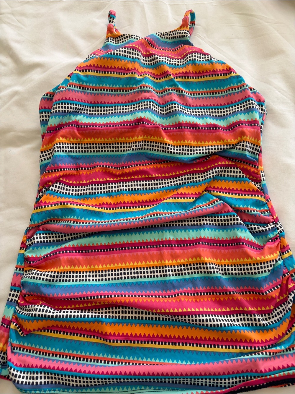 Anne Cole Colorful Striped Halter Tank Top - Pink, Teal, Orange